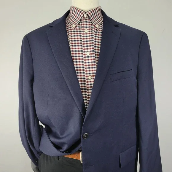 Pronto Uomo Platinum Men's Sport Coat Blazer Two Button Navy Wool Blend 50R